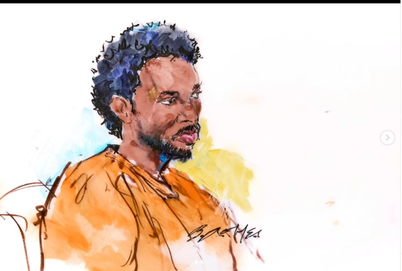 Courtroom sketch of d4vd at preliminary hearing by Bill Robles